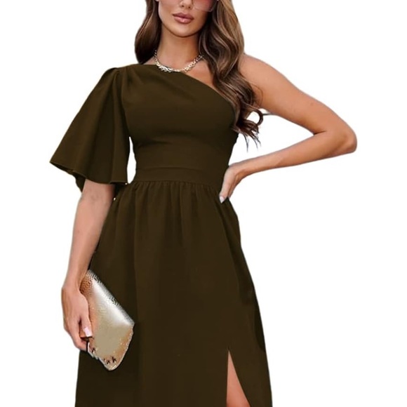 Army green wedding guest dress - Picture 1 of 3